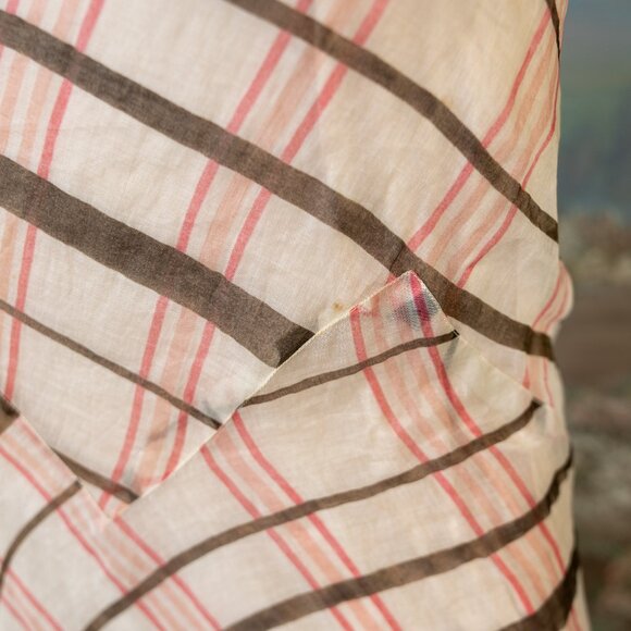 SOLD * 1930s Bias-Cut Plaid Maxi Dress w/Red Sheer Ruffle Overlay Set - Picture 12 of 17